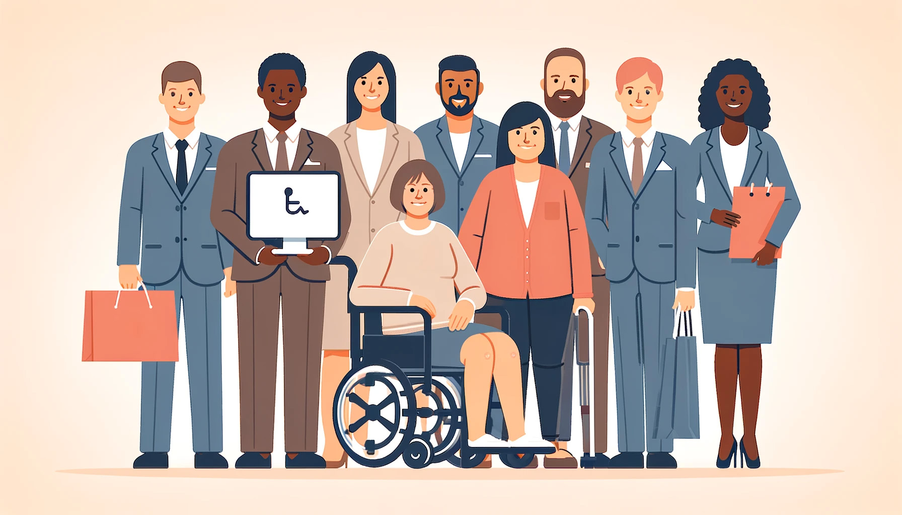 group of people showcasing various levels of ability, disability, inclusion