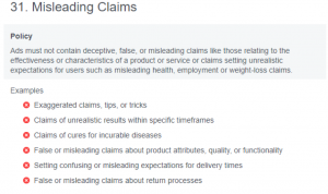 Facebook compliance - false claims