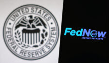 FedNow instant payment system and logo of US Federal Reserve