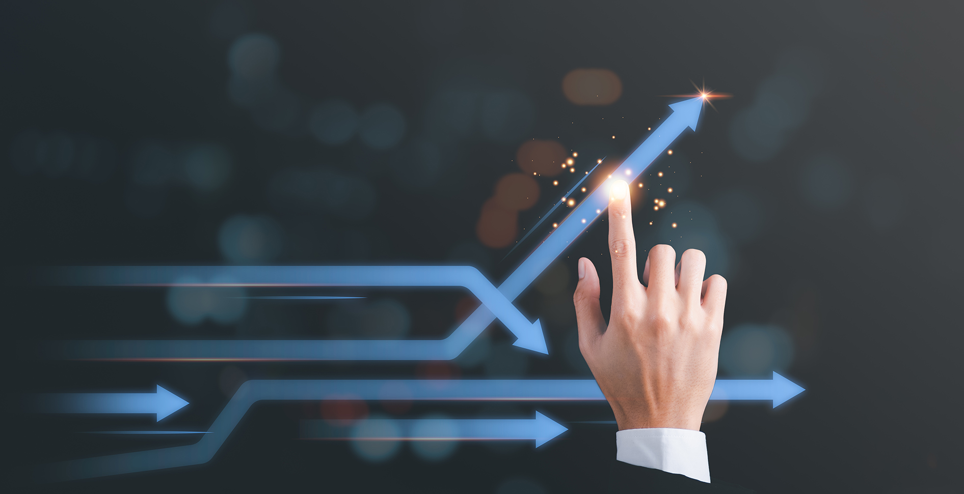 Businessman showing business growth and success graph ,concept of progress in development, financial efficiency and investment with business strategy for goals and opportunities in the industry future