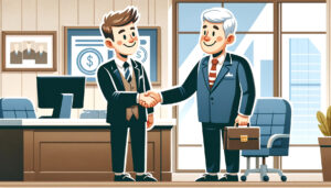 businessman and banker shaking hands.