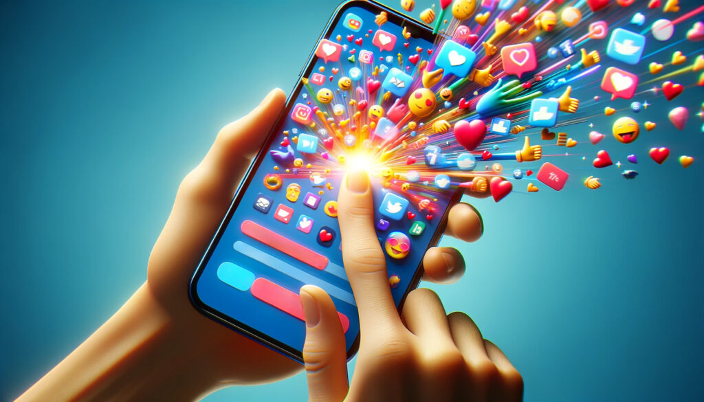 explosion of emoji on a smartphone