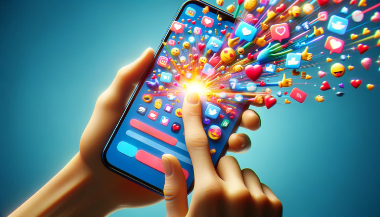 explosion of emoji on a smartphone