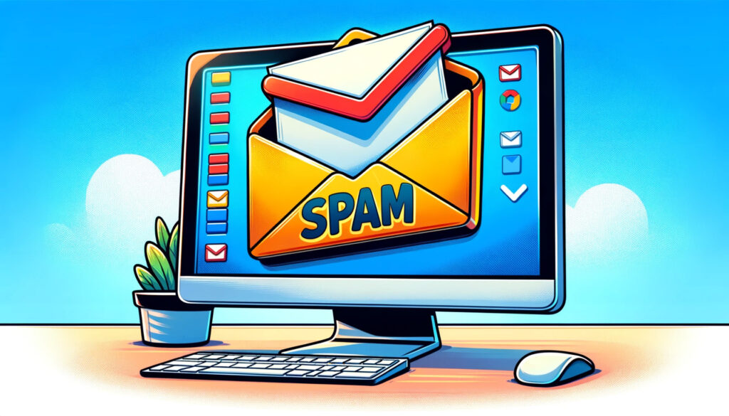 spam email on desktop screen