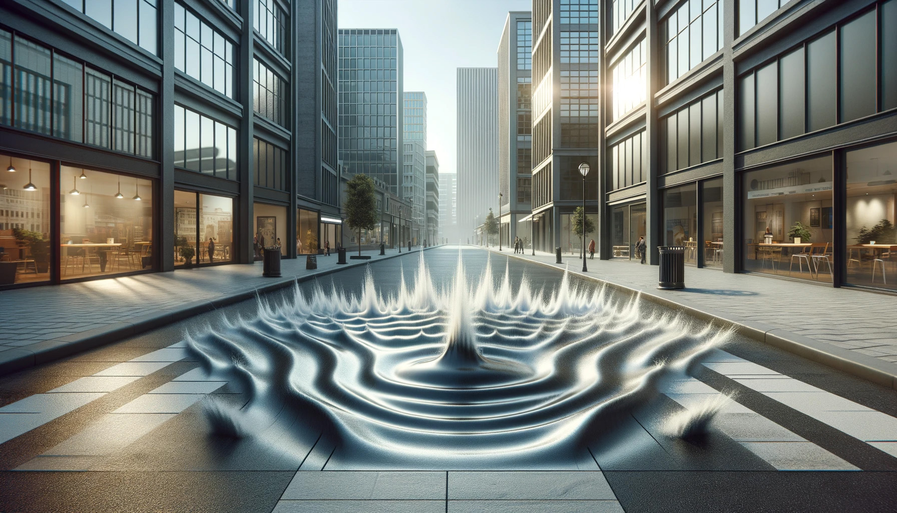 shockwave, ripples in the middle of a business center