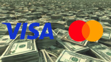 visa logo, mastercard logo, background of cash