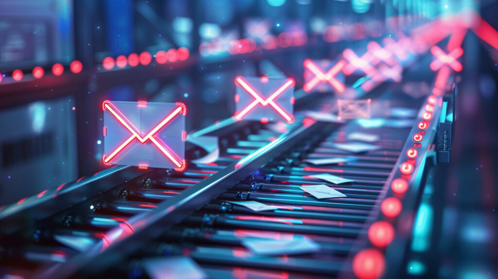 Emails on a conveyor belt