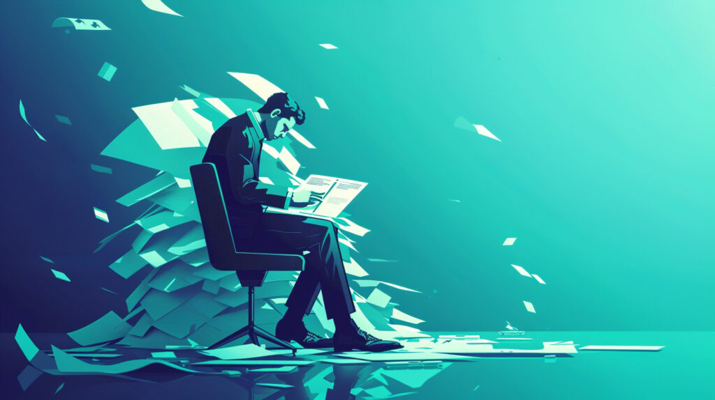 businessman sitting in a chair in a somber mood