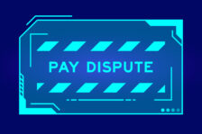 Futuristic hud banner that have word pay dispute on user interface screen on blue background