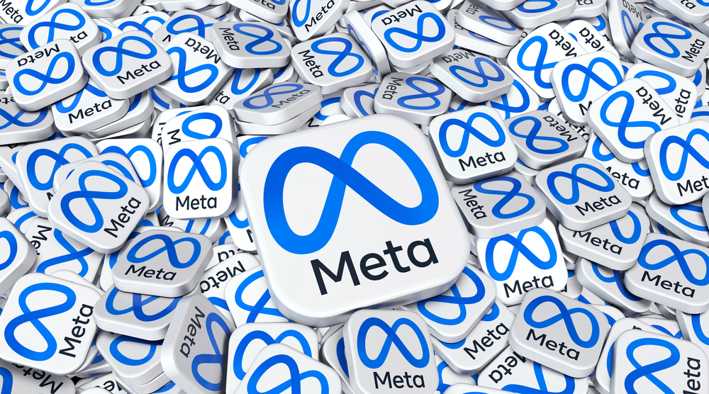 Big Meta logo on top of a pile of smaller Meta logos