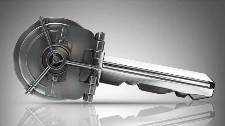 Metal key with a complex vault mechanic at the head.