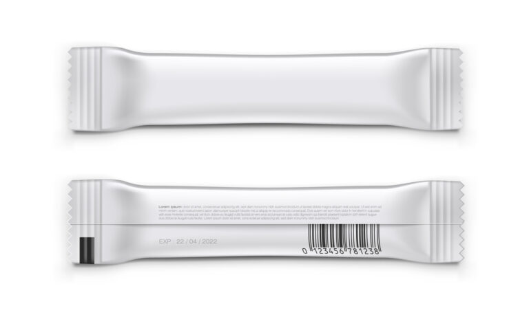 Realistic Glossy Foil Stick Pack For Granulated And Powder Products Like Coffee, Sugar Or Salt.