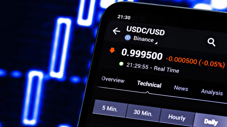 Editorial photo on USD Coin (USDC) theme. Illustrative photo for news about USD Coin (USDC) - a cryptocurrency